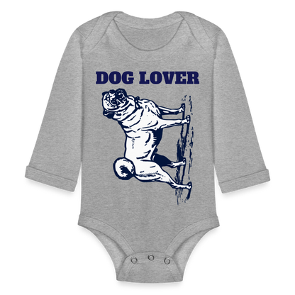 Dog Lover Organic Long Sleeve Baby Bodysuit - heather grey