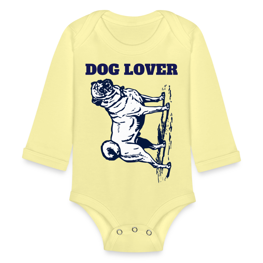 Dog Lover Organic Long Sleeve Baby Bodysuit - washed yellow