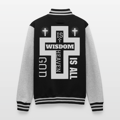 Just Hoods Heavyweight Letterman Jacket - black/heather grey