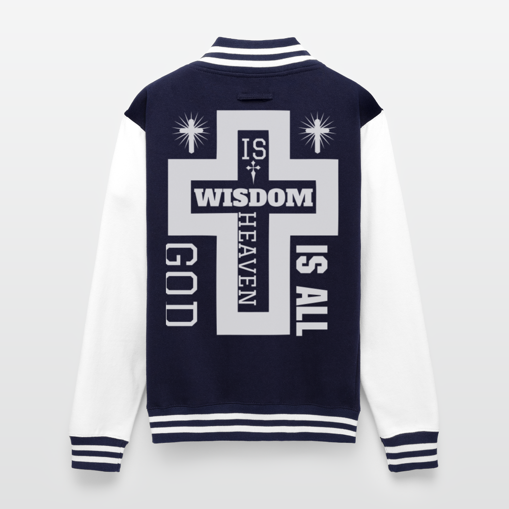 Just Hoods Heavyweight Letterman Jacket - navy/white