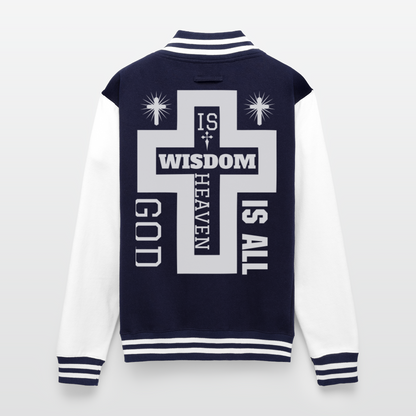 Just Hoods Heavyweight Letterman Jacket - navy/white