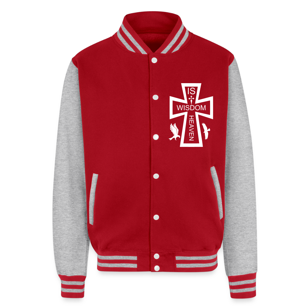 Just Hoods Heavyweight Letterman Jacket - red/heather grey