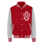 Just Hoods Heavyweight Letterman Jacket - red/heather grey