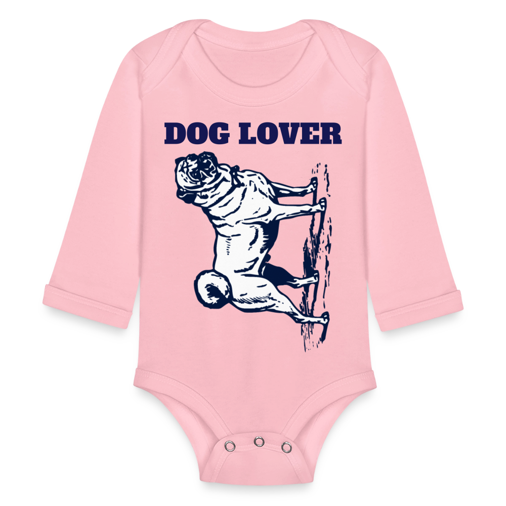 Dog Lover Organic Long Sleeve Baby Bodysuit - light pink