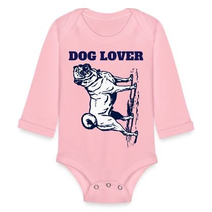 Dog Lover Organic Long Sleeve Baby Bodysuit - light pink