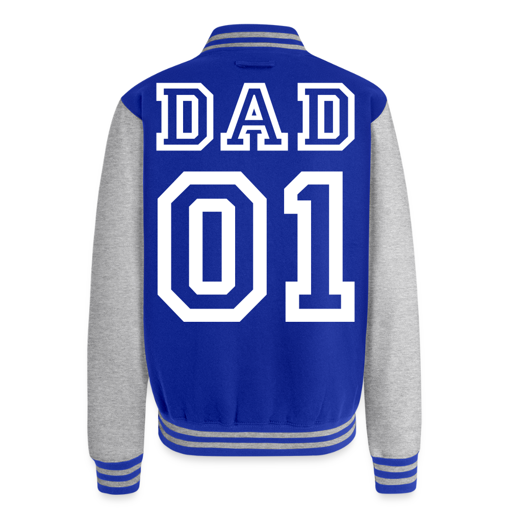Just Hoods Heavyweight Letterman Jacket - royal/heather grey