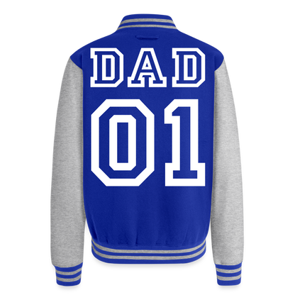 Just Hoods Heavyweight Letterman Jacket - royal/heather grey