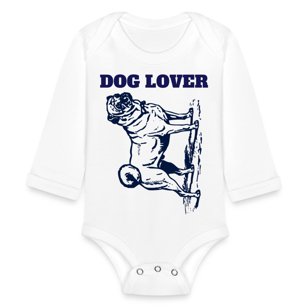 Dog Lover Organic Long Sleeve Baby Bodysuit - white