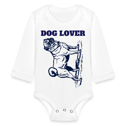 Dog Lover Organic Long Sleeve Baby Bodysuit - white