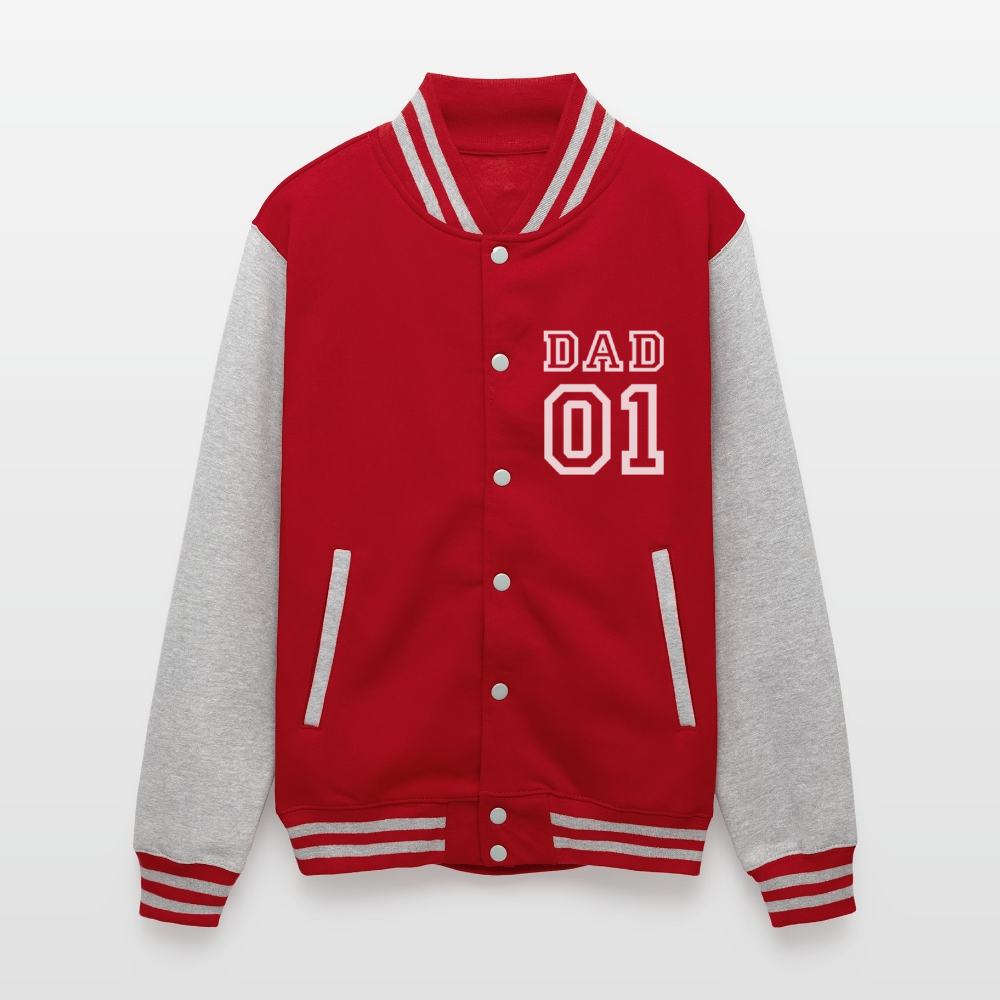 Just Hoods Heavyweight Letterman Jacket - red/heather grey