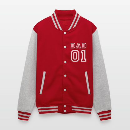 Just Hoods Heavyweight Letterman Jacket - red/heather grey