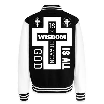 Just Hoods Heavyweight Letterman Jacket - black/white
