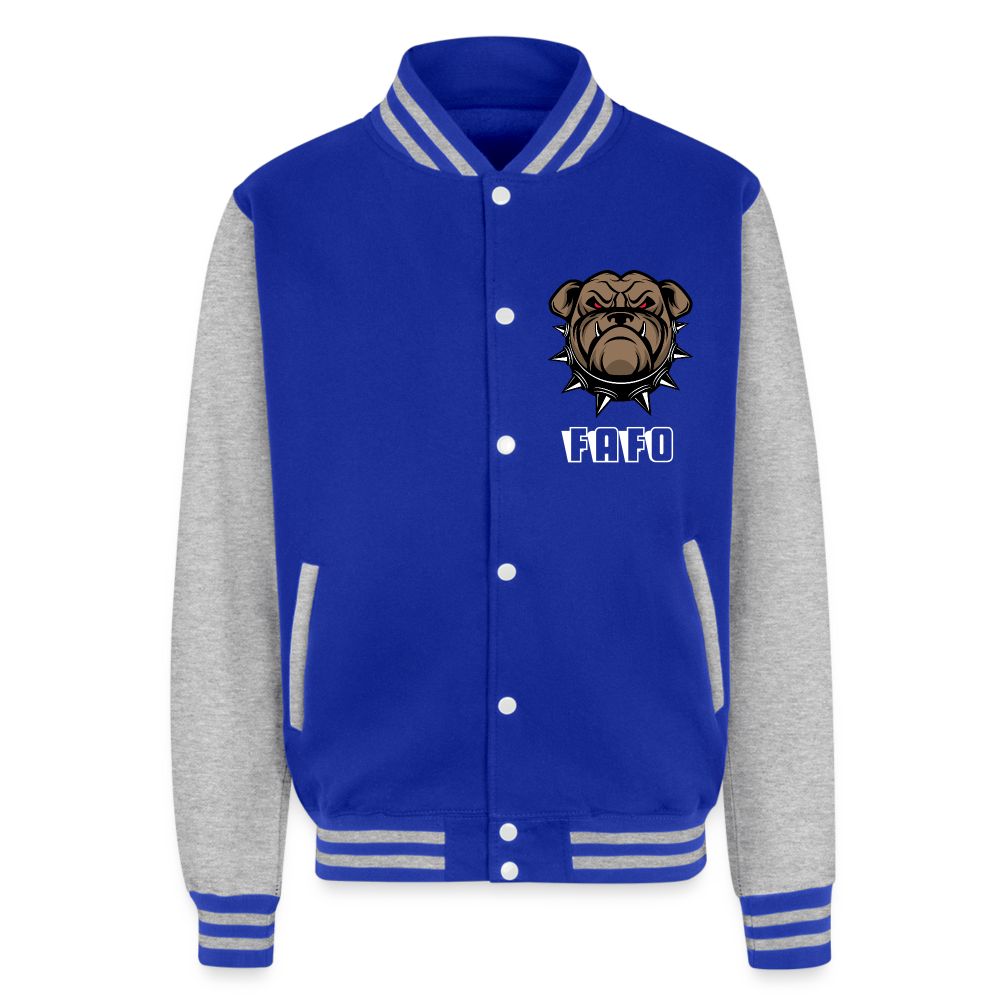 Just Hoods Heavyweight Letterman Jacket - royal/heather grey