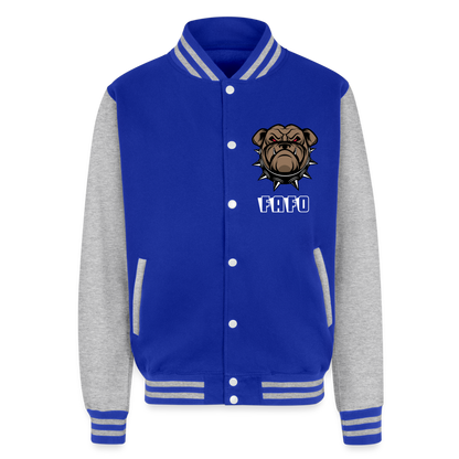 Just Hoods Heavyweight Letterman Jacket - royal/heather grey