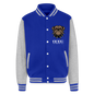 Just Hoods Heavyweight Letterman Jacket - royal/heather grey