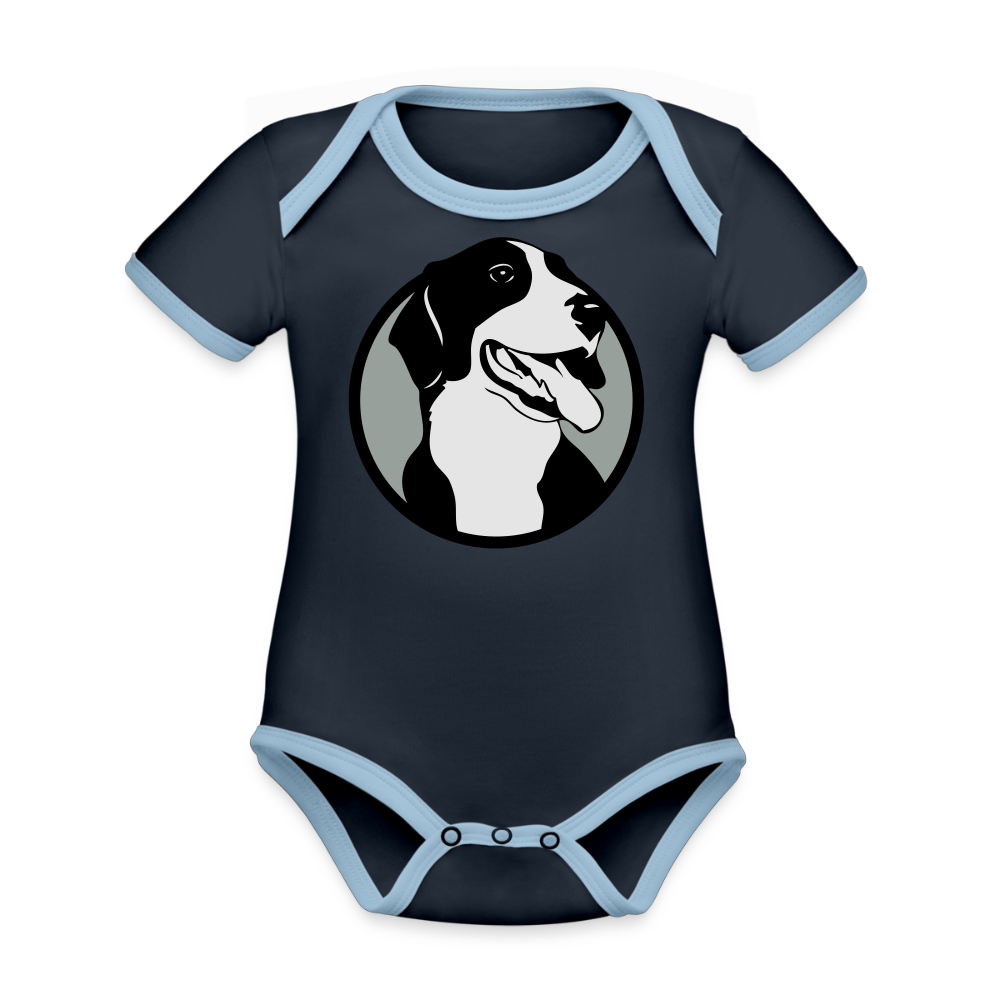 Organic Contrast Short Sleeve Baby Bodysuit - navy/sky