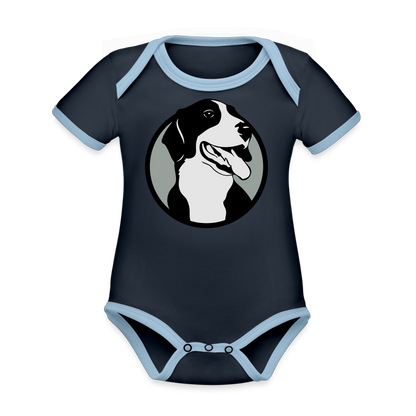 Organic Contrast Short Sleeve Baby Bodysuit - navy/sky