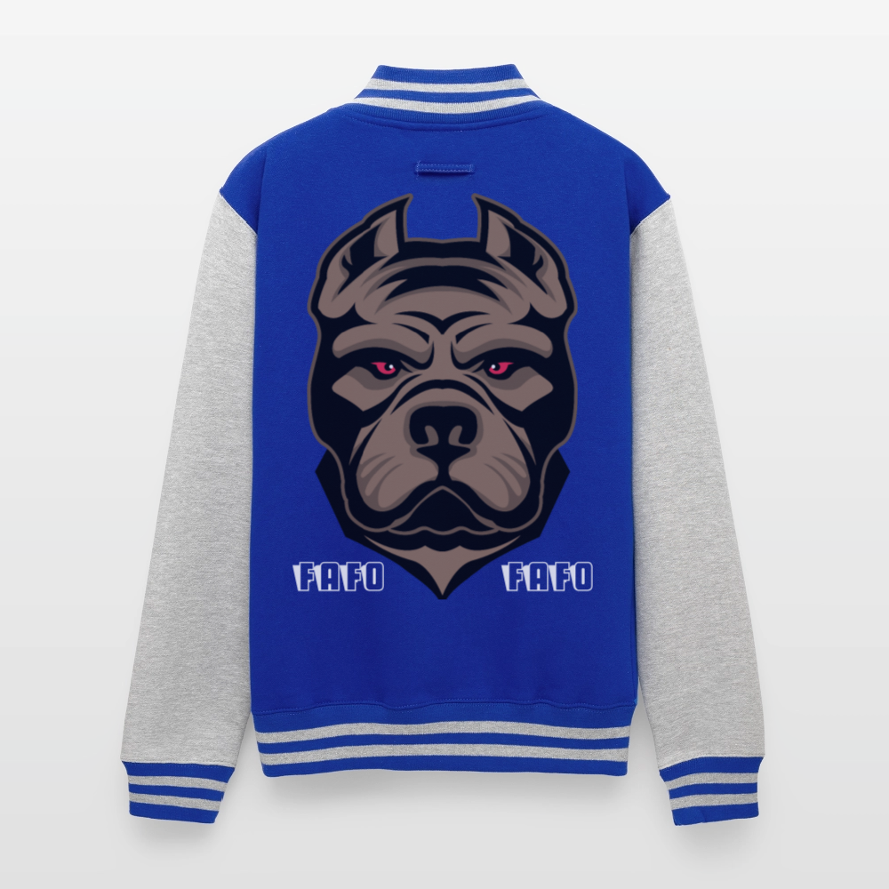 Just Hoods Heavyweight Letterman Jacket - royal/heather grey