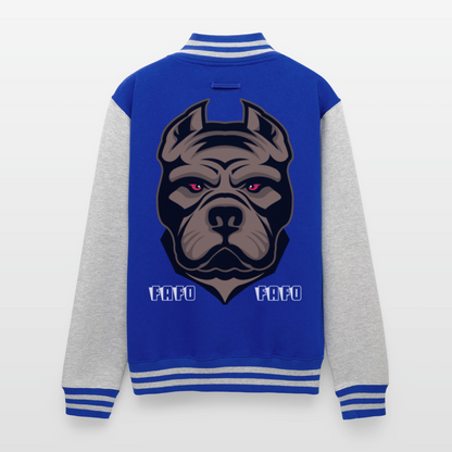 Just Hoods Heavyweight Letterman Jacket - royal/heather grey