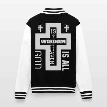 Just Hoods Heavyweight Letterman Jacket - black/white