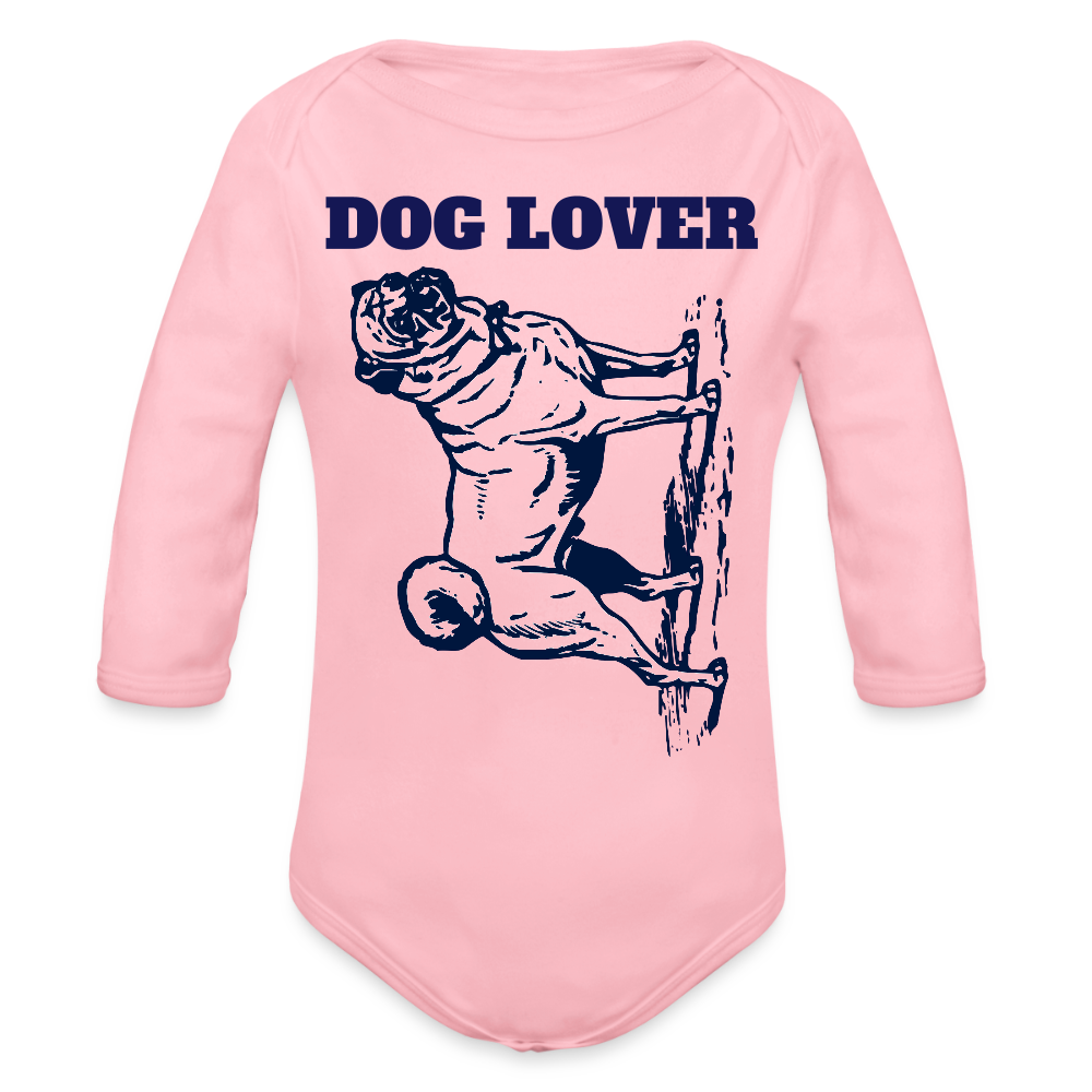 Dog Lover Organic Long Sleeve Baby Bodysuit - light pink