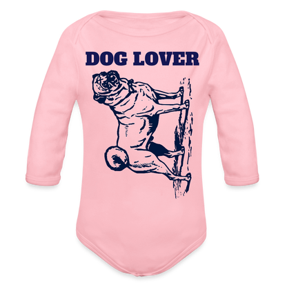 Dog Lover Organic Long Sleeve Baby Bodysuit - light pink