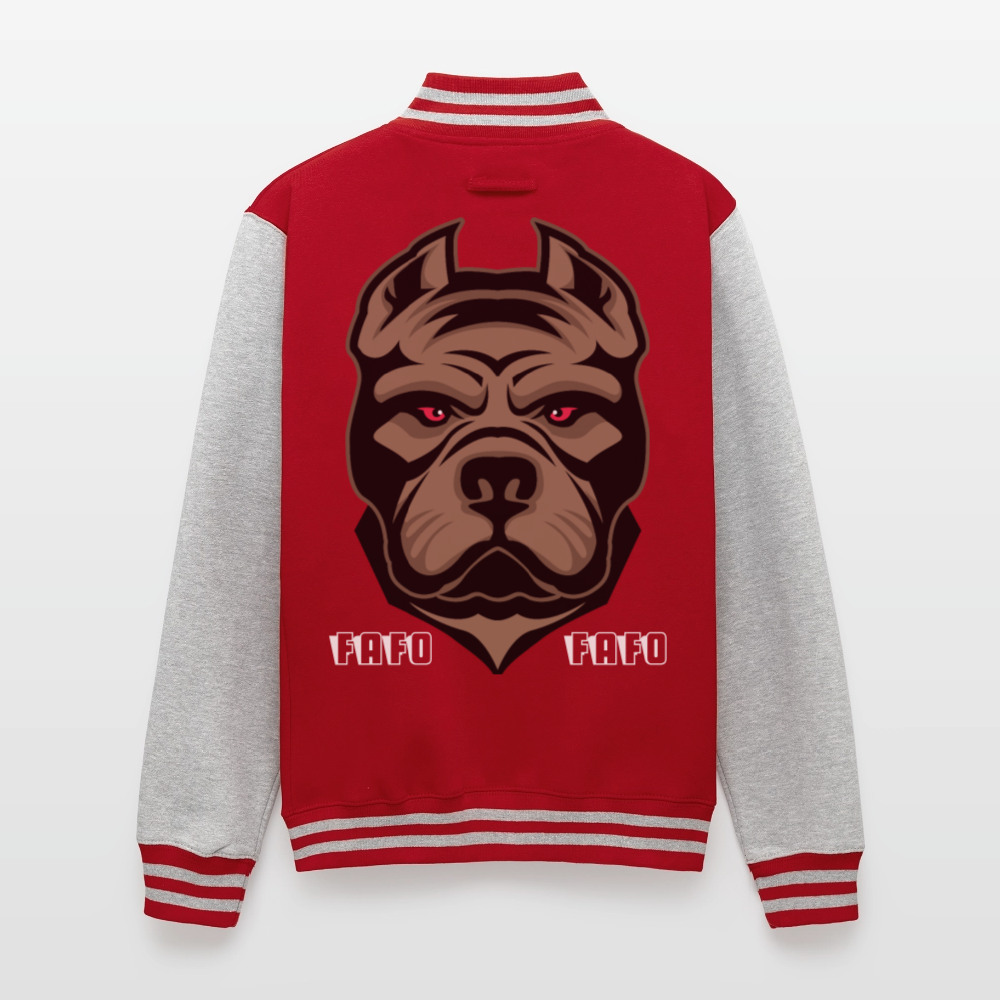 Just Hoods Heavyweight Letterman Jacket - red/heather grey