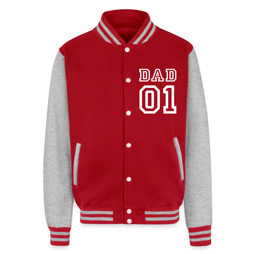 Just Hoods Heavyweight Letterman Jacket - red/heather grey