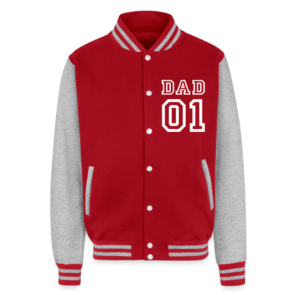 Just Hoods Heavyweight Letterman Jacket - red/heather grey