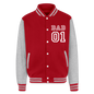 Just Hoods Heavyweight Letterman Jacket - red/heather grey