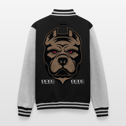 Just Hoods Heavyweight Letterman Jacket - black/heather grey