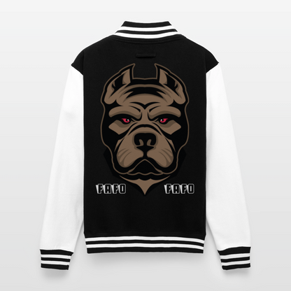 Just Hoods Heavyweight Letterman Jacket - black/white