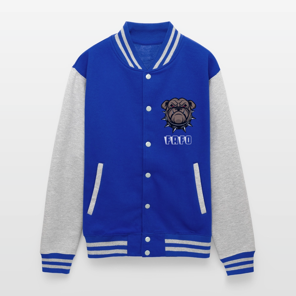 Just Hoods Heavyweight Letterman Jacket - royal/heather grey