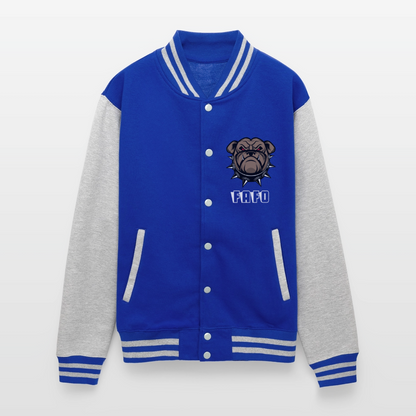 Just Hoods Heavyweight Letterman Jacket - royal/heather grey