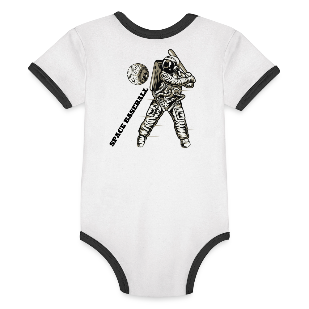 Organic Contrast Short Sleeve Baby Bodysuit - white/black