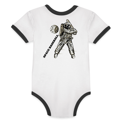 Organic Contrast Short Sleeve Baby Bodysuit - white/black