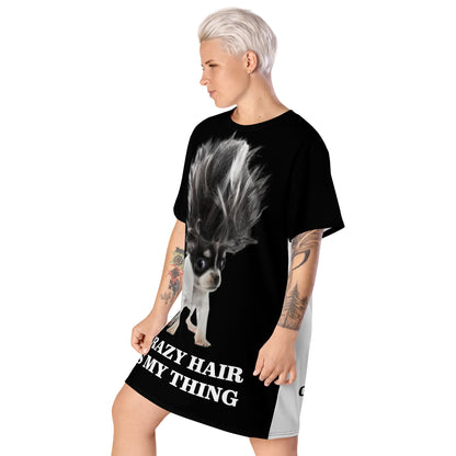Crazy Hair Is My Thing Dog T-shirt dress