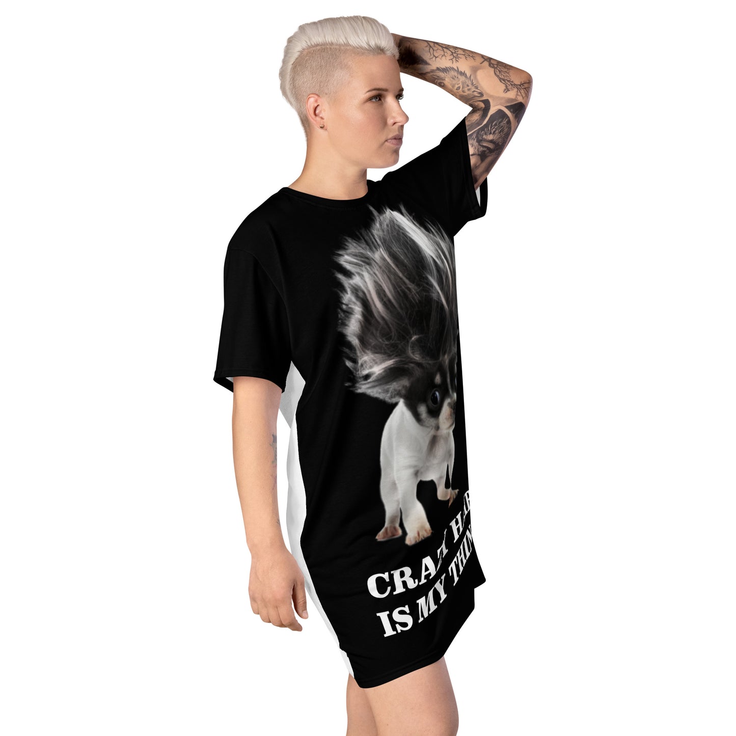 Crazy Hair Is My Thing Dog T-shirt dress