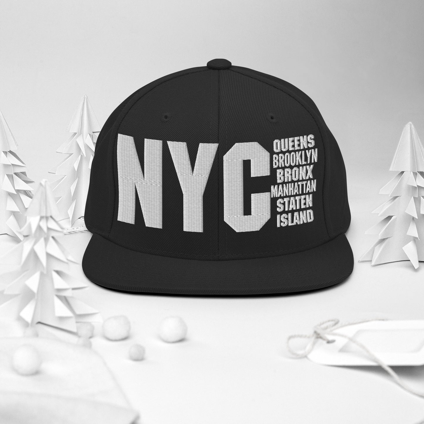 3D Puff Embroidered NYC 5 Boroughs Snapback Hat