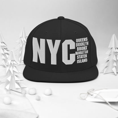 3D Puff Embroidered NYC 5 Boroughs Snapback Hat