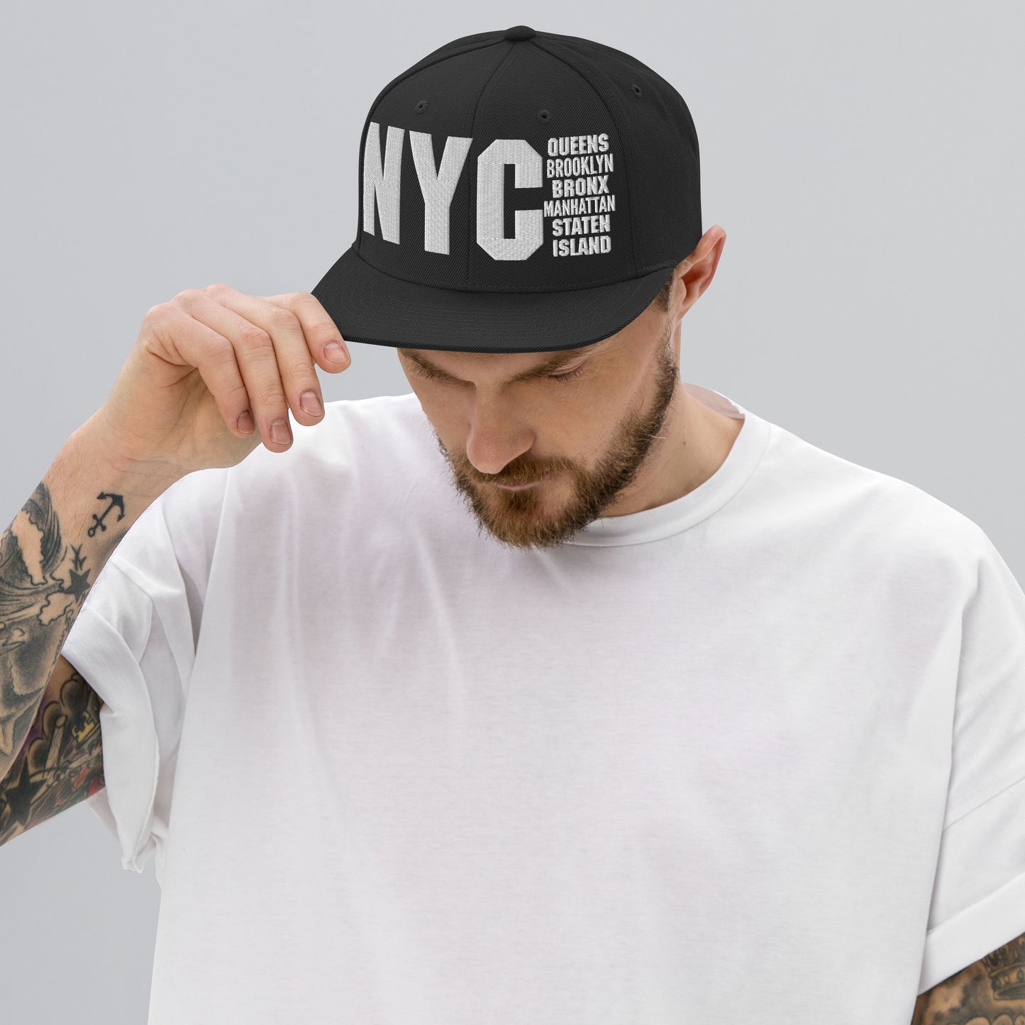3D Puff Embroidered NYC 5 Boroughs Snapback Hat