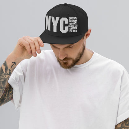3D Puff Embroidered NYC 5 Boroughs Snapback Hat
