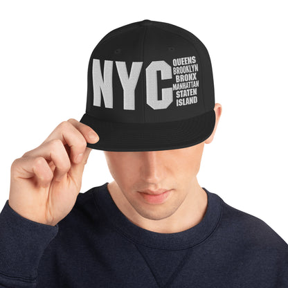 3D Puff Embroidered NYC 5 Boroughs Snapback Hat