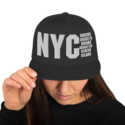 3D Puff Embroidered NYC 5 Boroughs Snapback Hat