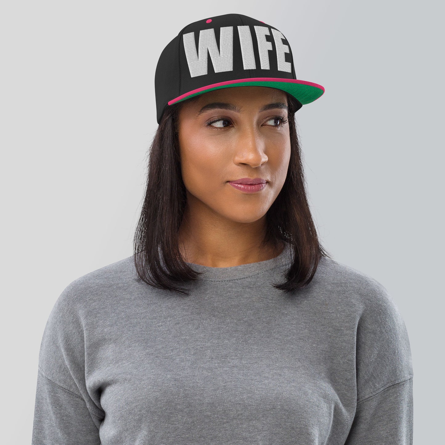 3D Puff Embroidered Wife Snapback Hat