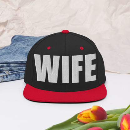 3D Puff Embroidered Wife Snapback Hat