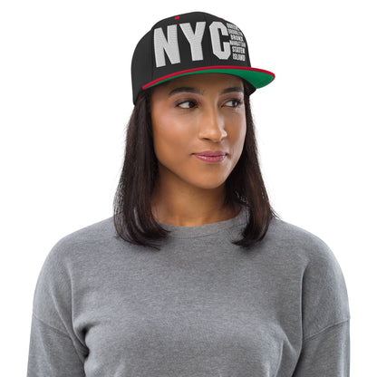 3D Puff Embroidered NYC 5 Boroughs Snapback Hat