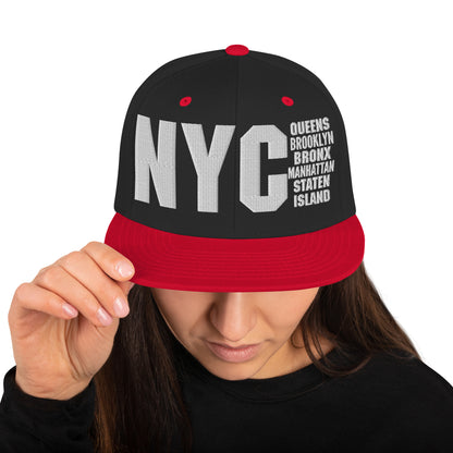 3D Puff Embroidered NYC 5 Boroughs Snapback Hat
