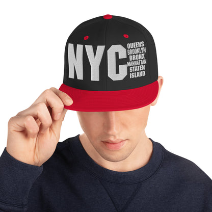 3D Puff Embroidered NYC 5 Boroughs Snapback Hat
