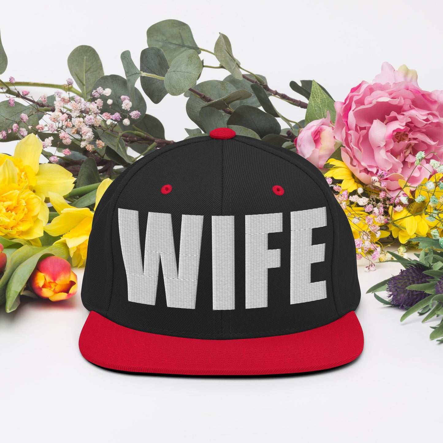 3D Puff Embroidered Wife Snapback Hat